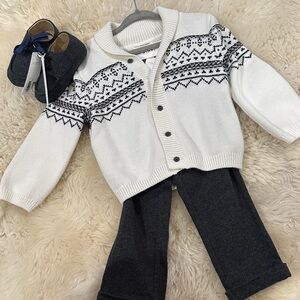 Janie and Jack Outfit - Trouser, Cardigan & Shoes NWT
